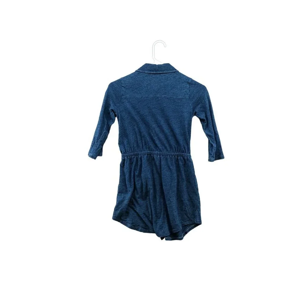 Splendid Girls Size 10 Blue Shirt‎ Dress A-line Cotton 1/2 Sleeve Pocket Front
